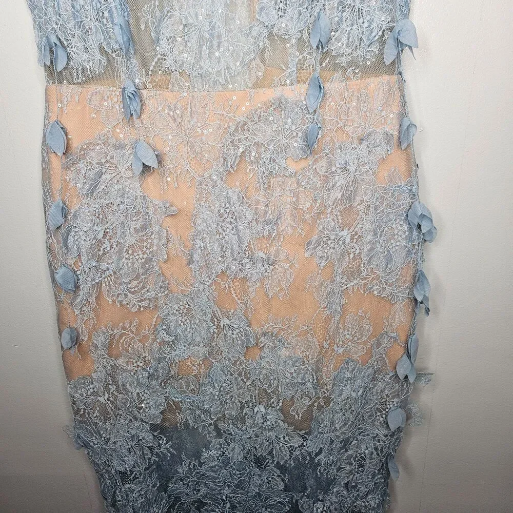 Blue Beaded Lace Midi Dress - Picture 4 of 14
